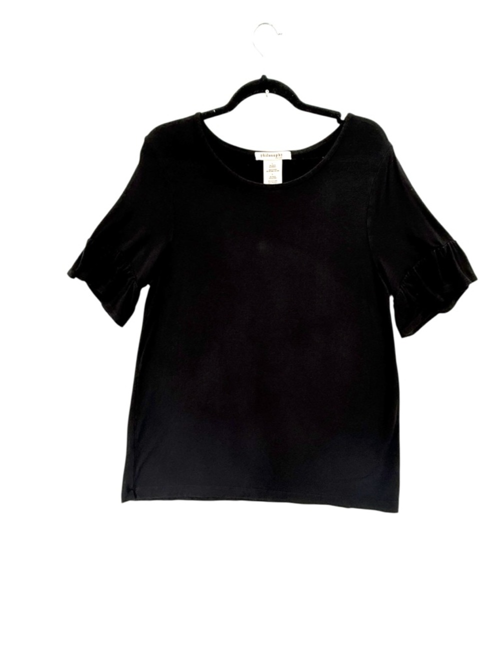 Philosophy Women’s Scoop Neck Flutter Sleeve Top Large Black